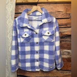 Roxy Girl Lavender and White Checkered Jacket